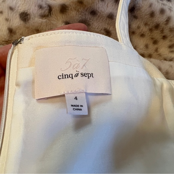 Cinq à Sept White Nyma Mini Dress 4 small with tie cut out ivory - Picture 5 of 8